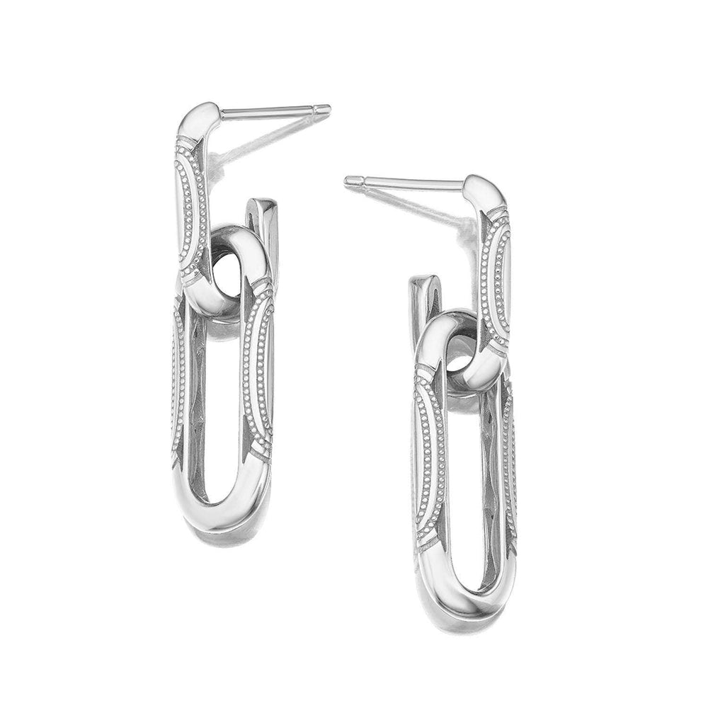 Double Link Earrings, Milgrain