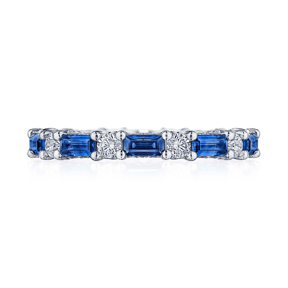 Baguette Sapphire and Round Diamond Eternity Band