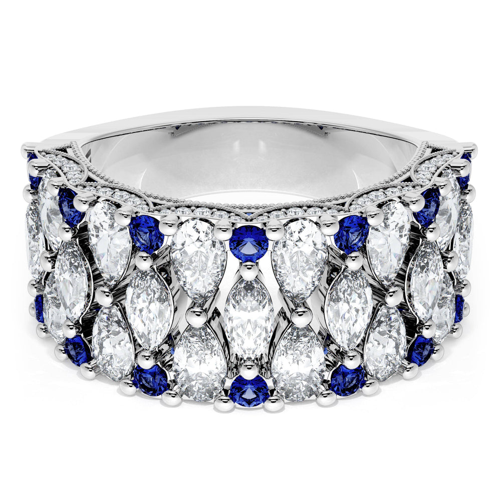Marquise and Pear Blue Sapphire Mosaic Band