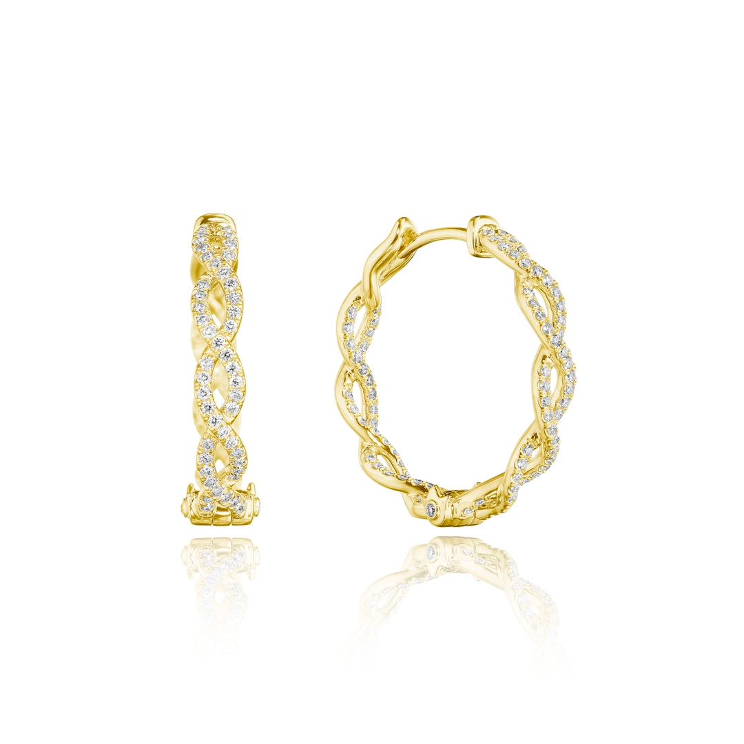 22MM BRAIDED DIAMOND HOOP