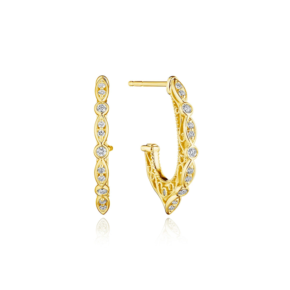 SMALL FILIGREE DIAMOND HOOP WITH PROFILE