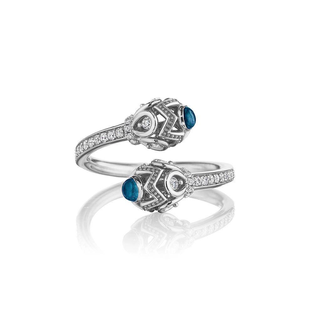 BEAD 1 DIAMOND & BLUE TOPAZ TOI ET MOI RING