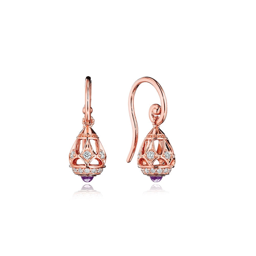 BEAD 2 DIAMOND & AMETHYST DANGLE EARRING