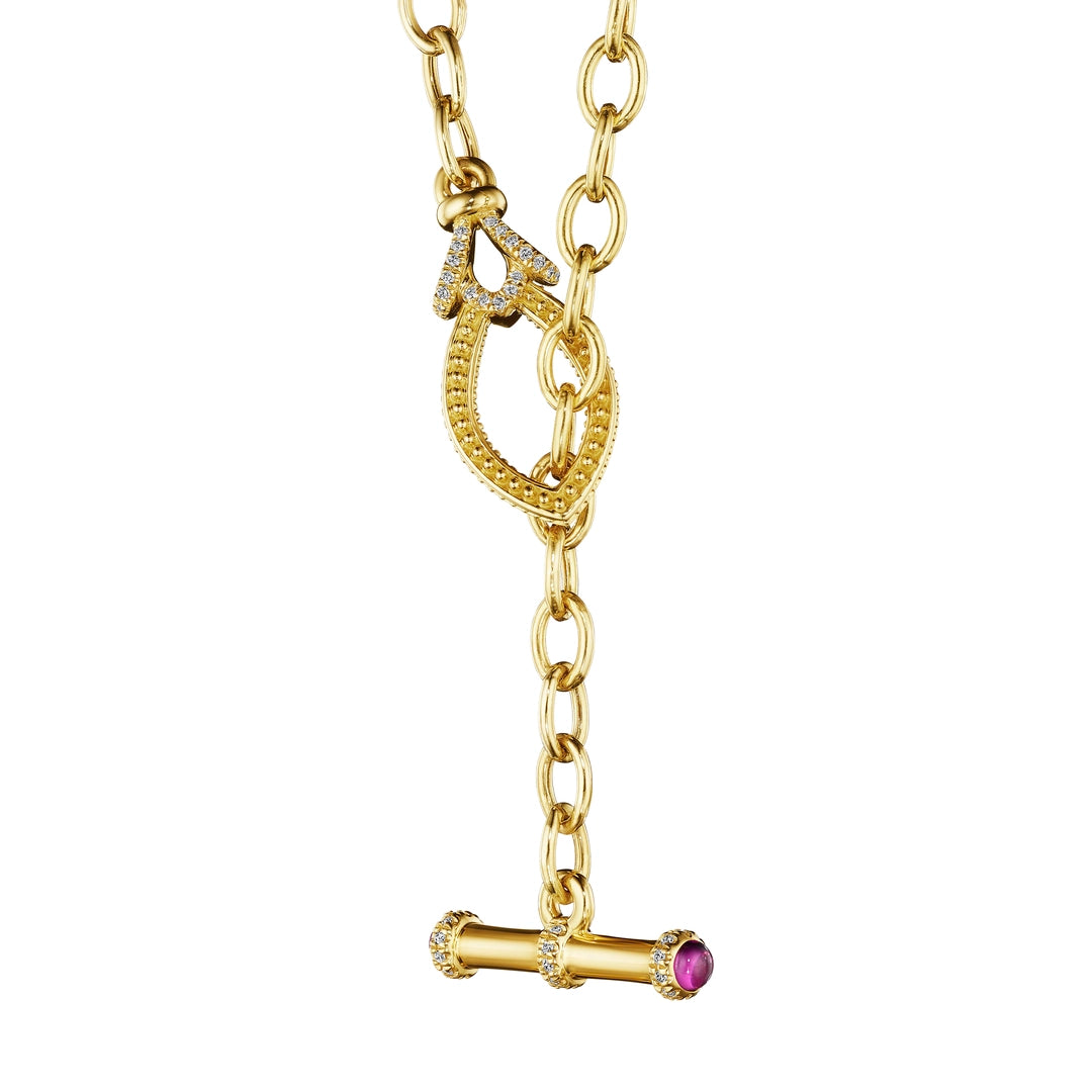 BEADED RHODOLITE TOGGLE NECKLACE