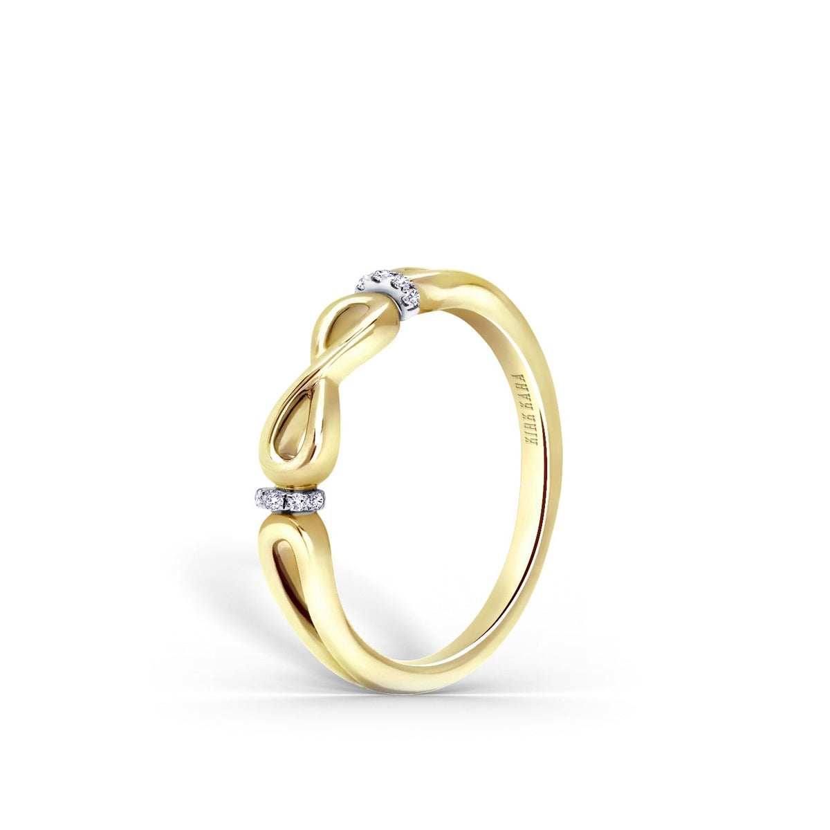 High Polish Bow Diamond Accent Wedding Band