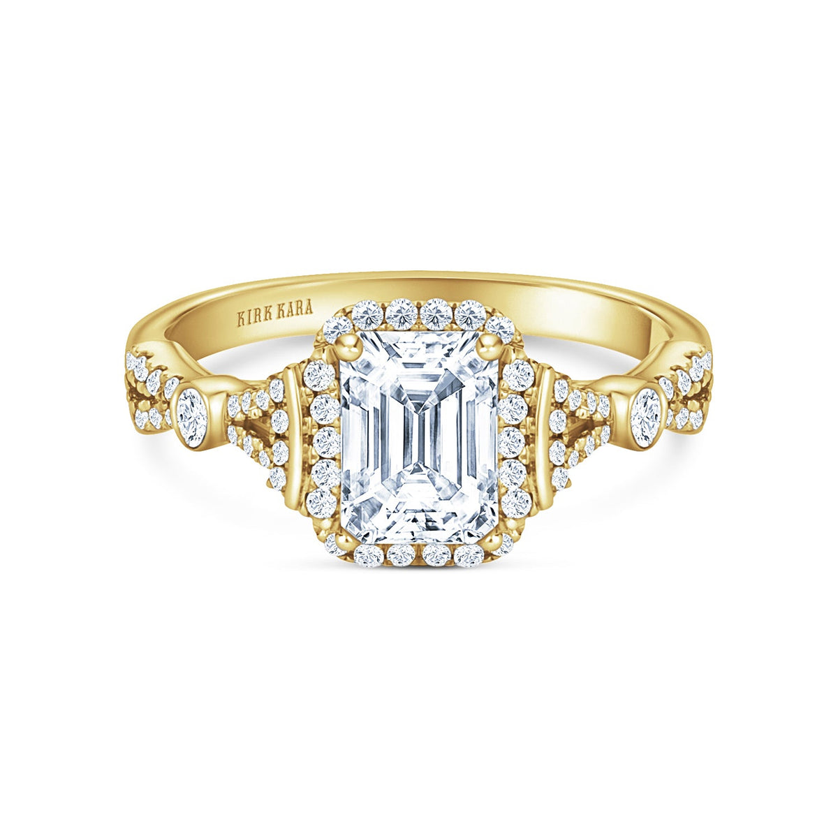 Deco Bezel Accent Halo Diamond Engagement Ring