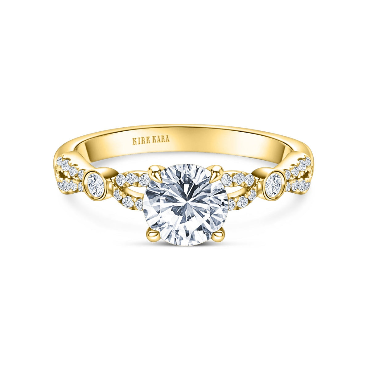 Deco Bezel Accent Diamond Engagement Ring
