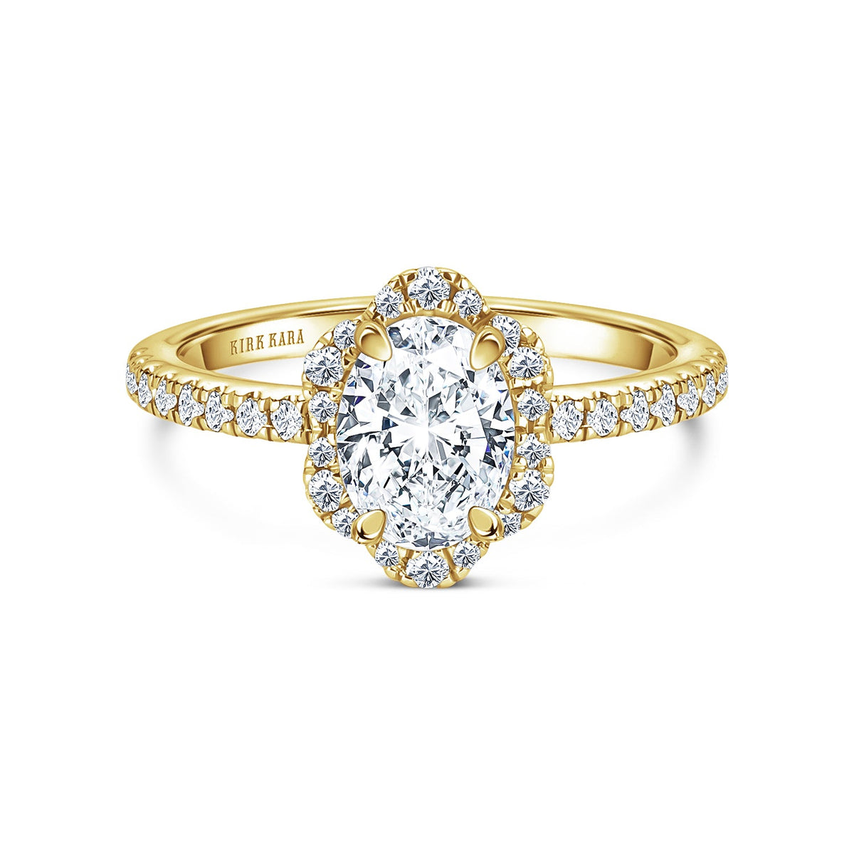 Floral Delicate Halo Diamond Engagement Ring