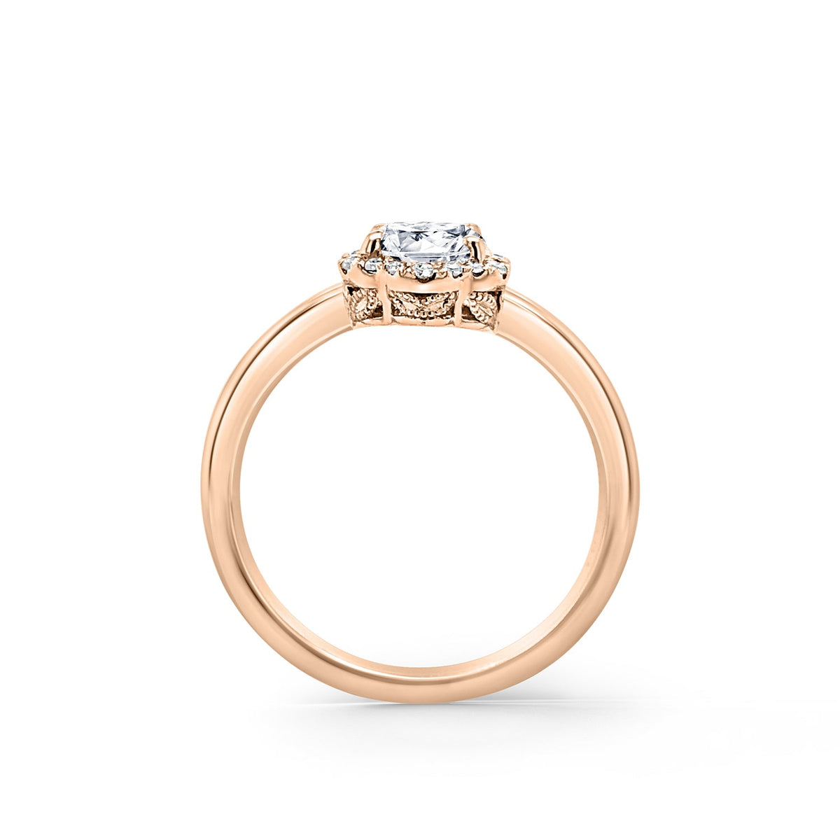 Floral Delicate Halo Diamond Engagement Ring