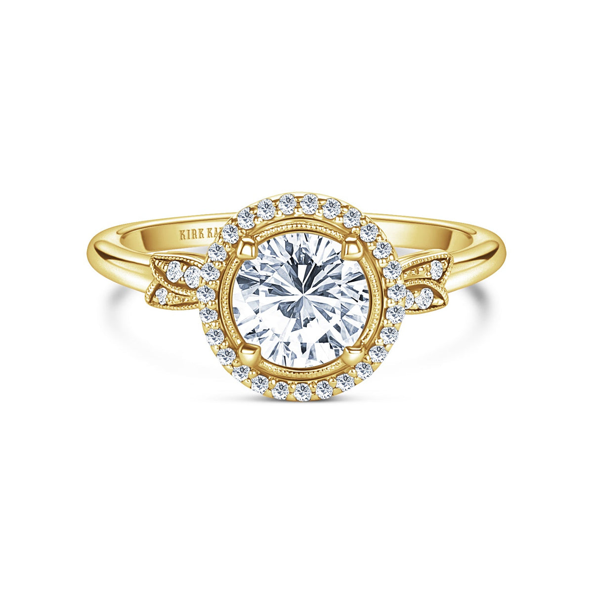 Floral Pavé Halo Diamond Engagement Ring
