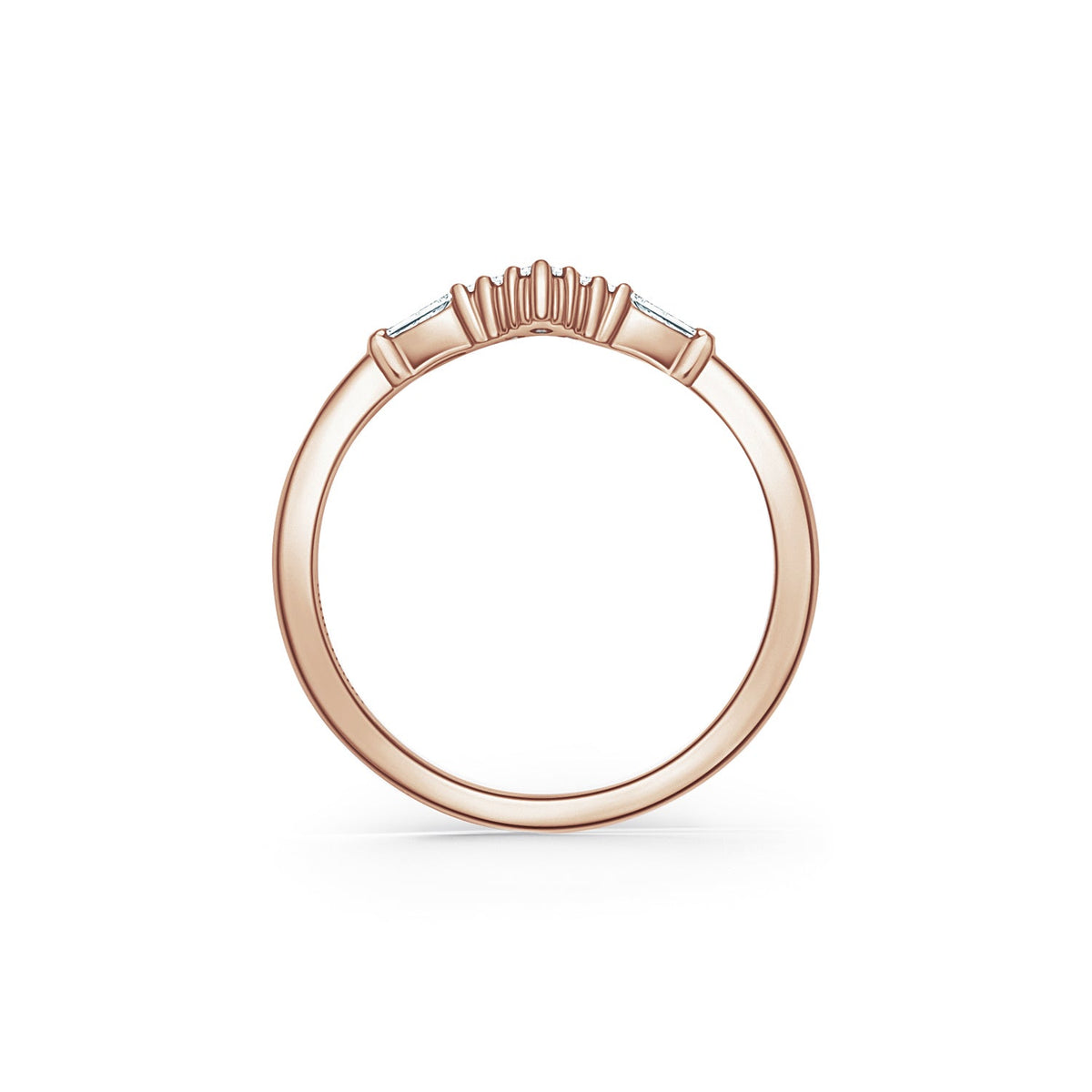 Boho V Baguette Diamond Wedding Band
