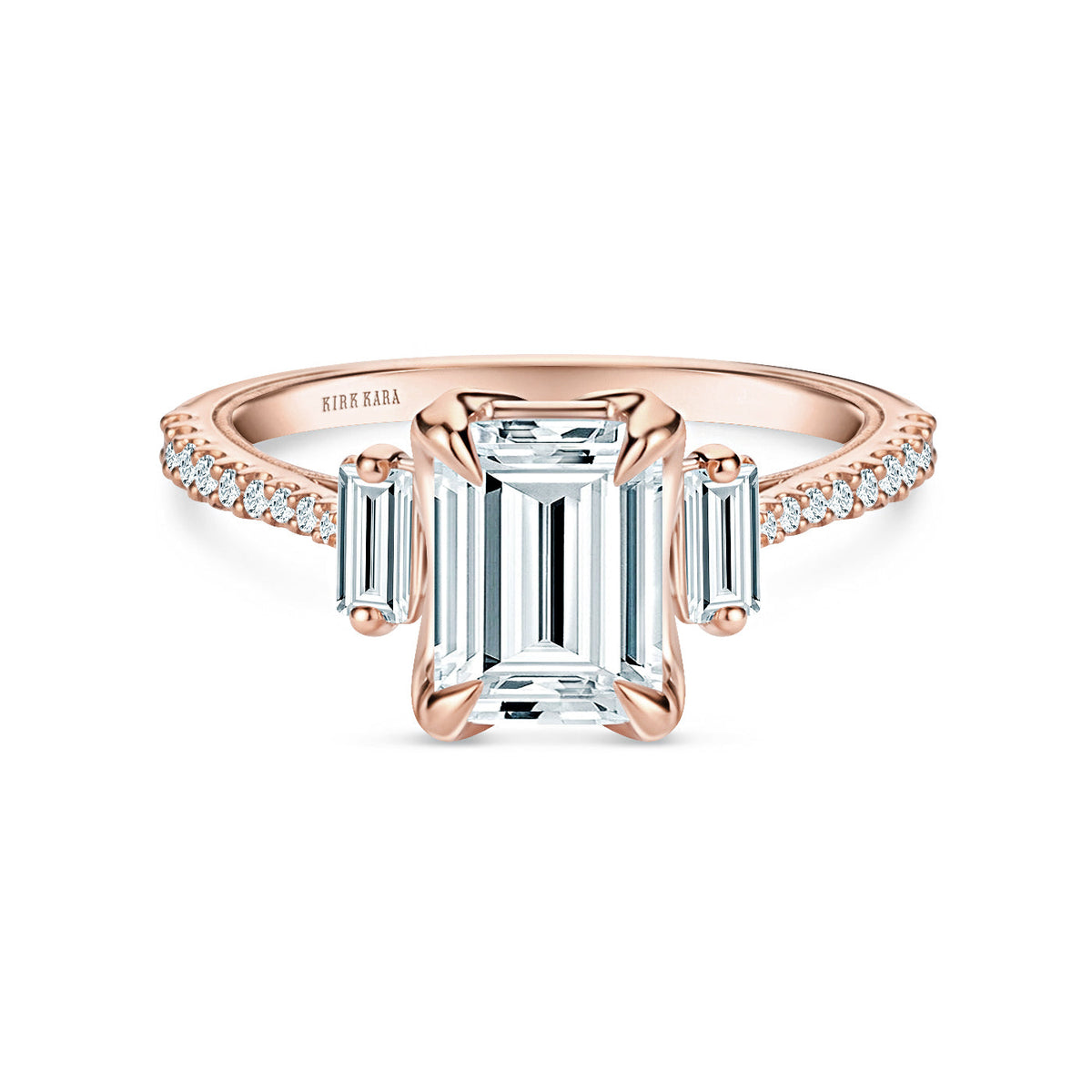 Three Stone Baguette Modern Diamond Engagement Ring