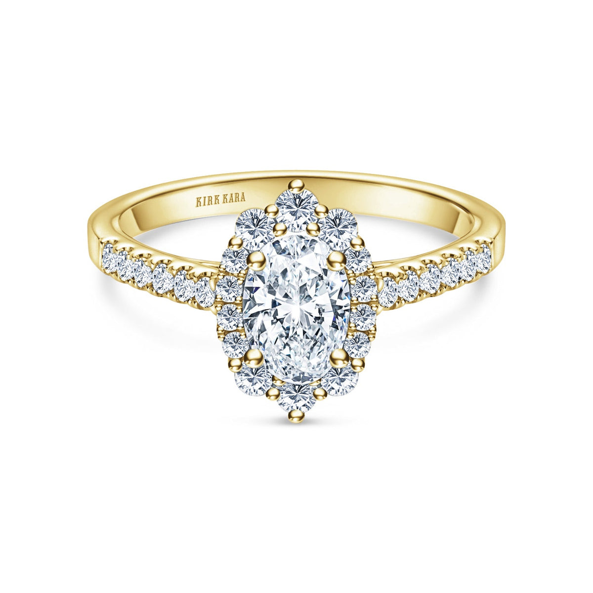 Elegant Oval Graduated Halo Diamond Engagement Ring