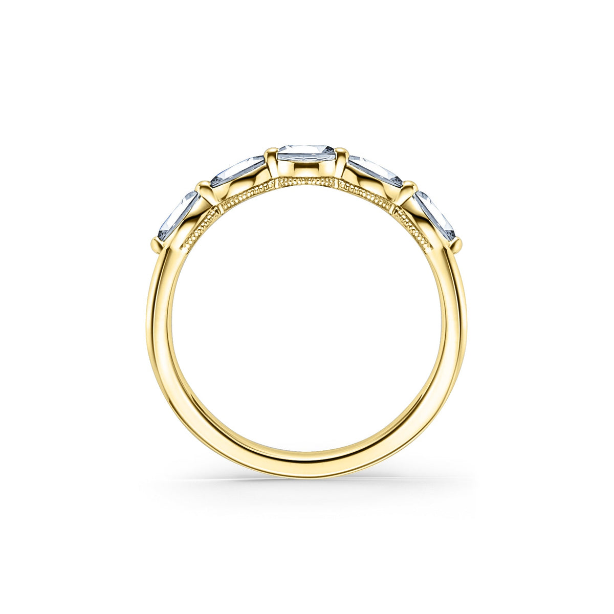 Prong Set Milgrain Marquise Diamond Wedding Band