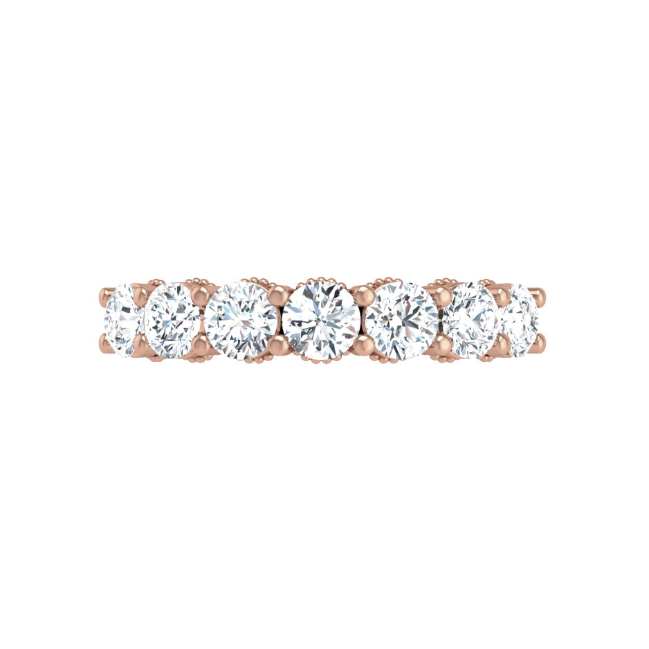 Prong Set Milgrain Round Diamond Wedding Band