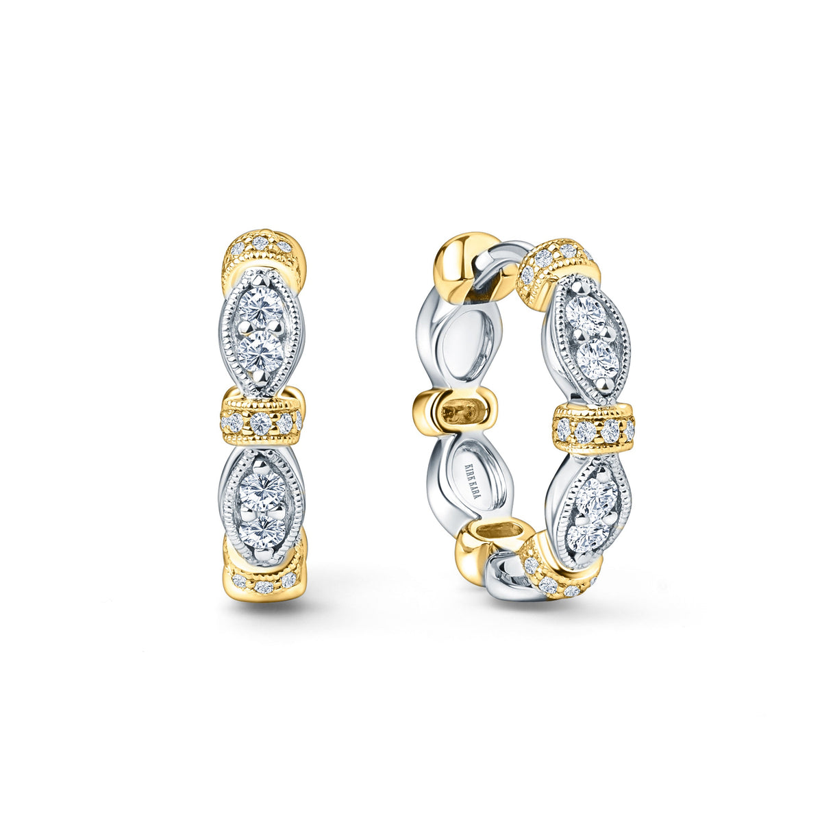 Diamond Designer Geometric Bar Hoop Earrings