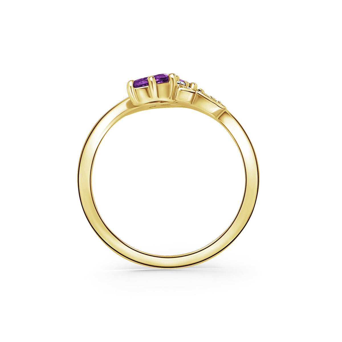 Floral Diamond Amethyst Bypass Fashion Ring