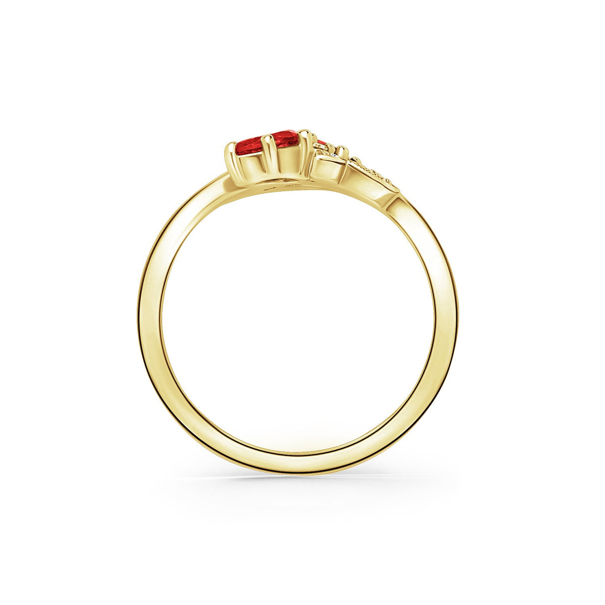 Floral Diamond Ruby Bypass Fashion Ring