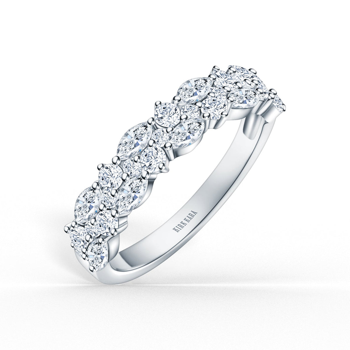 Marquise Round Diamond Cluster Modern Wedding Band