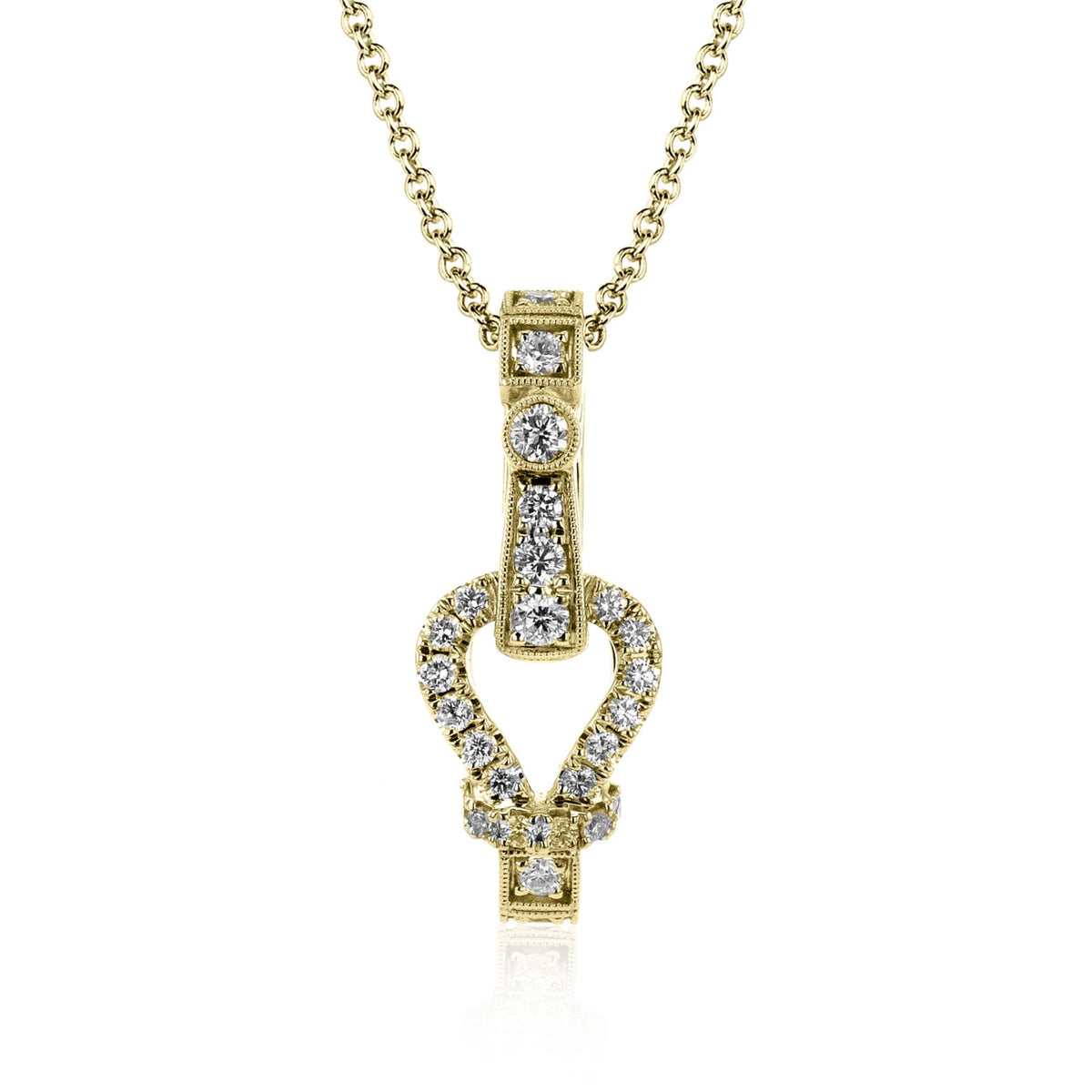 Buckle Pendant Necklace in 18k Gold with Diamonds
