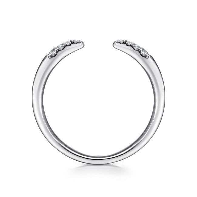 14K White Gold Open Diamond Tipped Stackable Ring