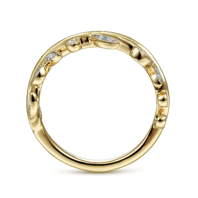 14K Yellow Gold Diamond Floral Ring