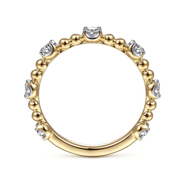14K Yellow Gold Bujukan and Diamond Station Ring