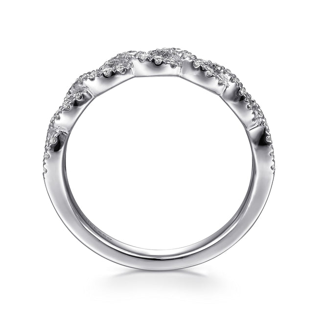 14K White Gold Twisted Diamond Stackable Ring