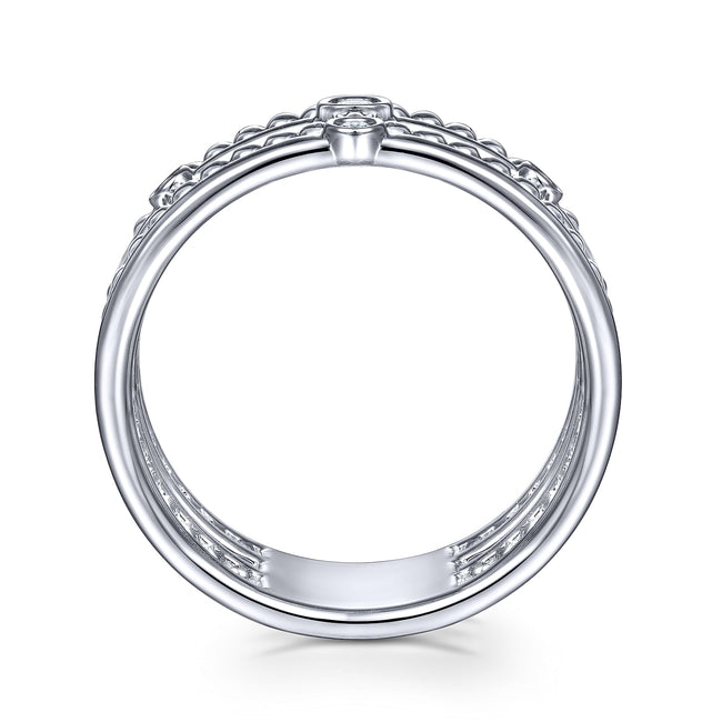 925 Sterling Silver Bujukan Bezel Set Diamond Easy Stackable Ring