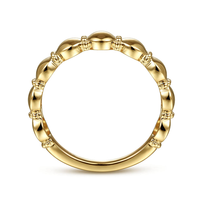 14K Yellow Gold Round Station Stackable Ring