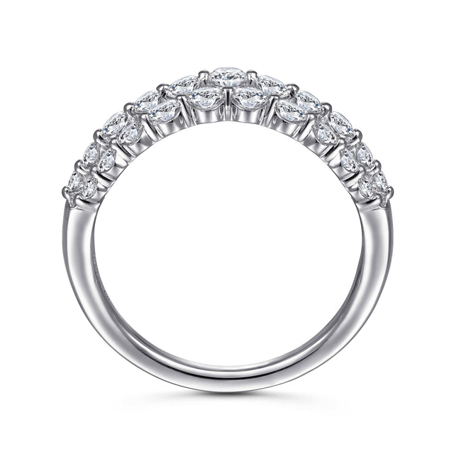 14K White Gold Multi Row Diamond Ring