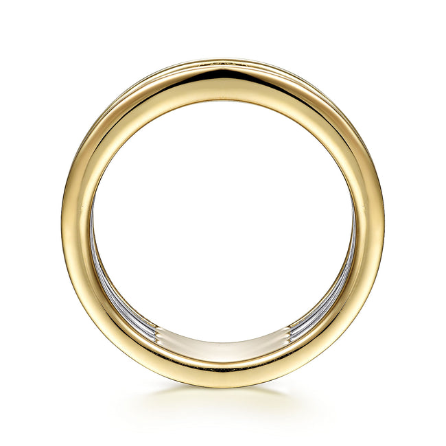14K White-Yellow Gold Diamond Easy Stackable Ring
