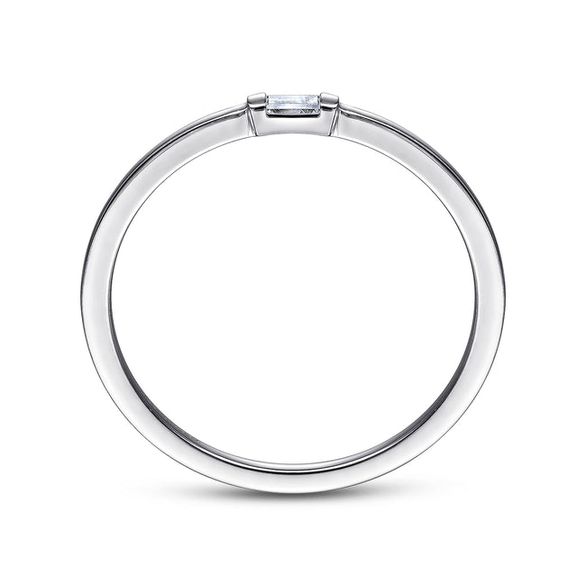 14K White Gold Ring with Diamond Baguette