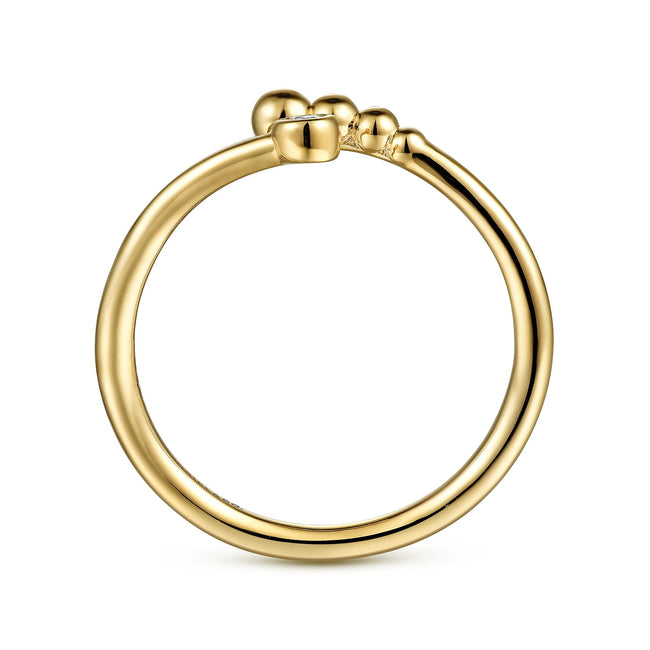 14K Yellow Gold Diamond Bujukan Bypass Open Ring
