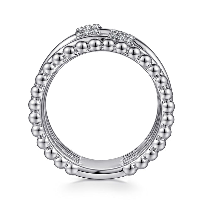 925 Sterling Silver Bujukan White Sapphire Criss Cross Ring