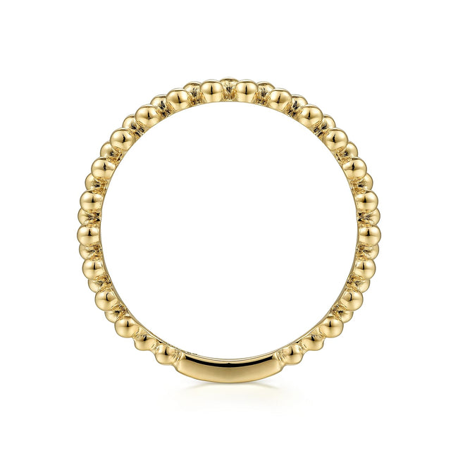 14K Yellow Gold Double Row Bujukan Beads Stackable Ring