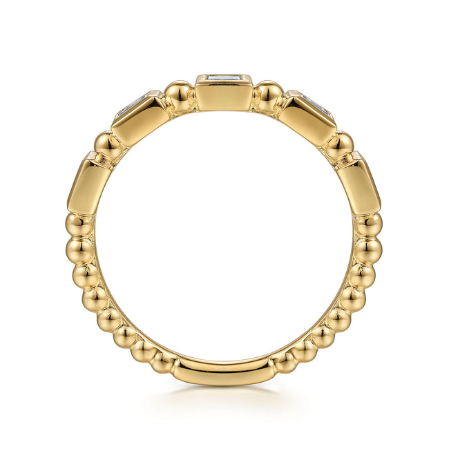 14K Yellow Gold Diamond Geometric Stackable Ring
