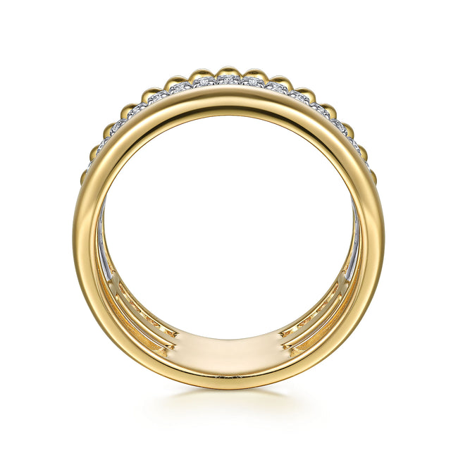 14K White-Yellow Gold Diamond Bujukan Easy Stackable Ring