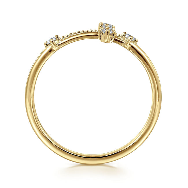 14K Yellow Gold Diamond Cross Ladies Ring