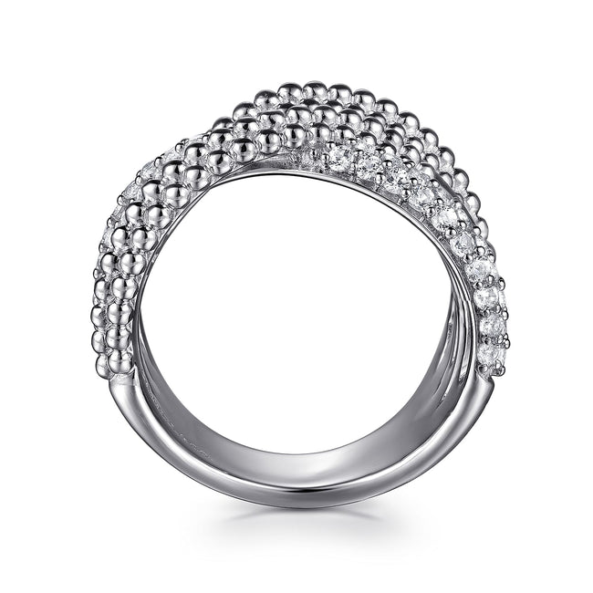 925 Sterling Silver Bujukan and White Sapphire Twisted Ring