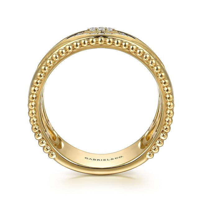 14K Yellow Gold Bujukan Diamond Wide Band Ring