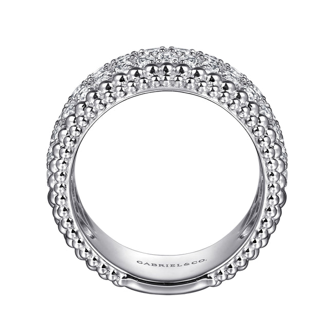 925 Sterling Silver Bujukan White Sapphire Wide Band Ring