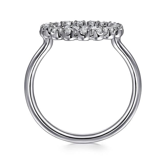 14K White Gold Multi Diamond Circle Fashion Ring