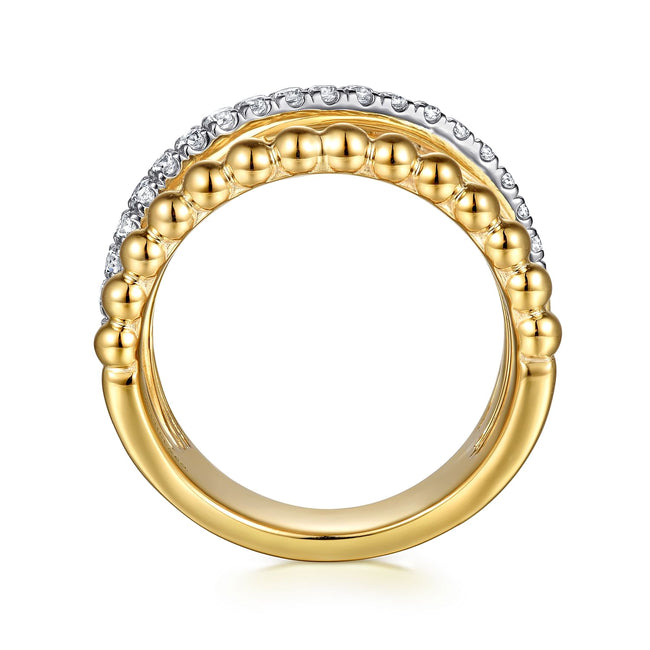 14K Yellow Gold Bujukan Diamond Wide Band Ring