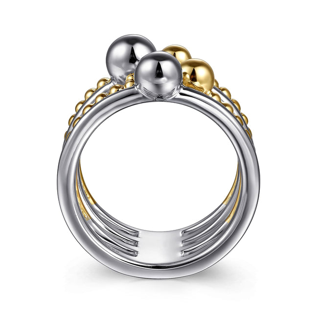 925 Sterling Silver and 14K Yellow Gold Bujukan Wide Band Ring