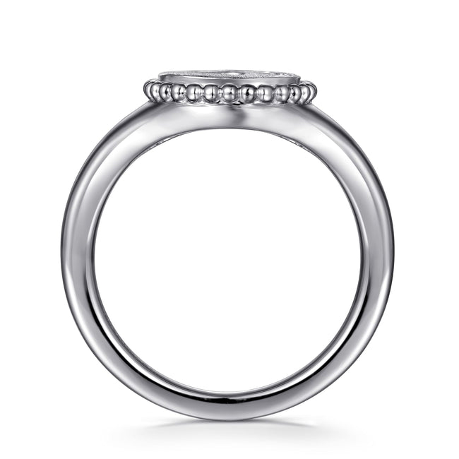 925 Sterling Silver Diamond Bujukan Paw Print Medallion Ladies Ring