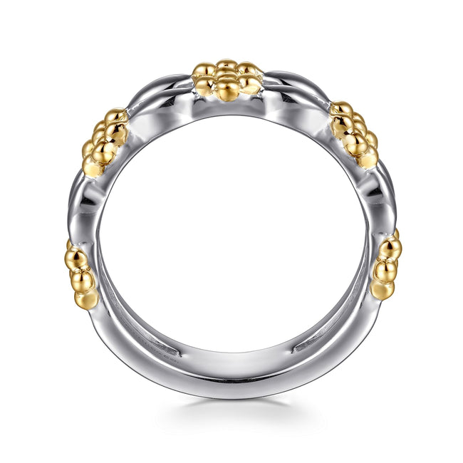14K Yellow Gold & 925 Sterling Silver Bujukan Easy Stackable Ring
