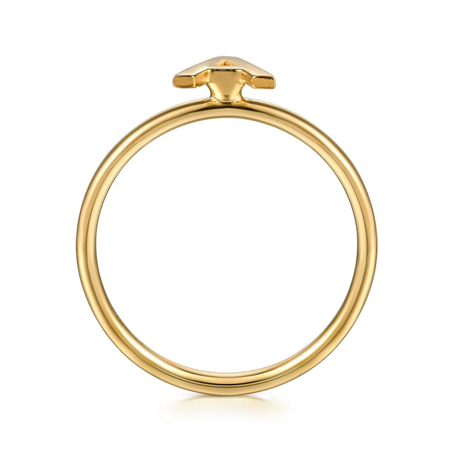 14K Yellow Gold Initial A Stackable Ring