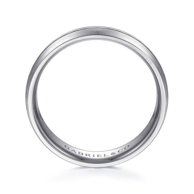 14K White Gold 6mm - Men's Wedding Band in Satin Finish