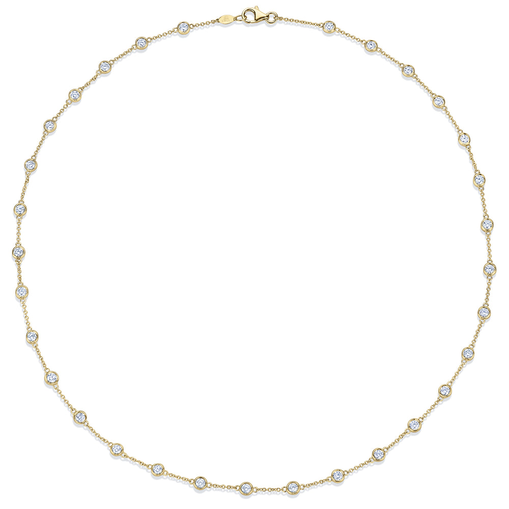 Diamond Strings Round Diamond Bezel Necklace in 18K Yellow Gold, 18 Inch Length